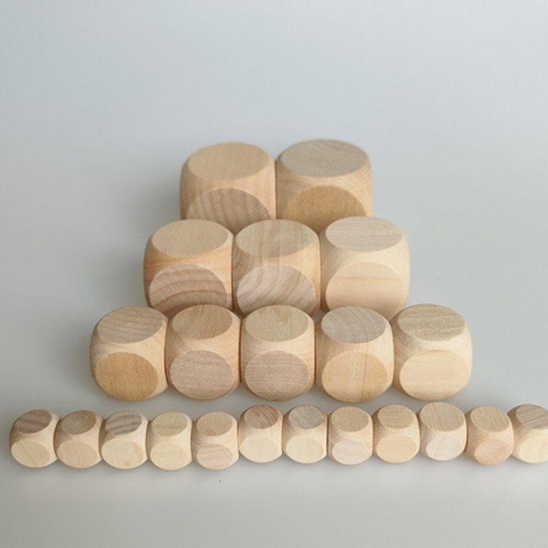 Custom Logo Printed 6 Sided Wooden Dice Set in Various Sizes for Dungeons and Dragons Game