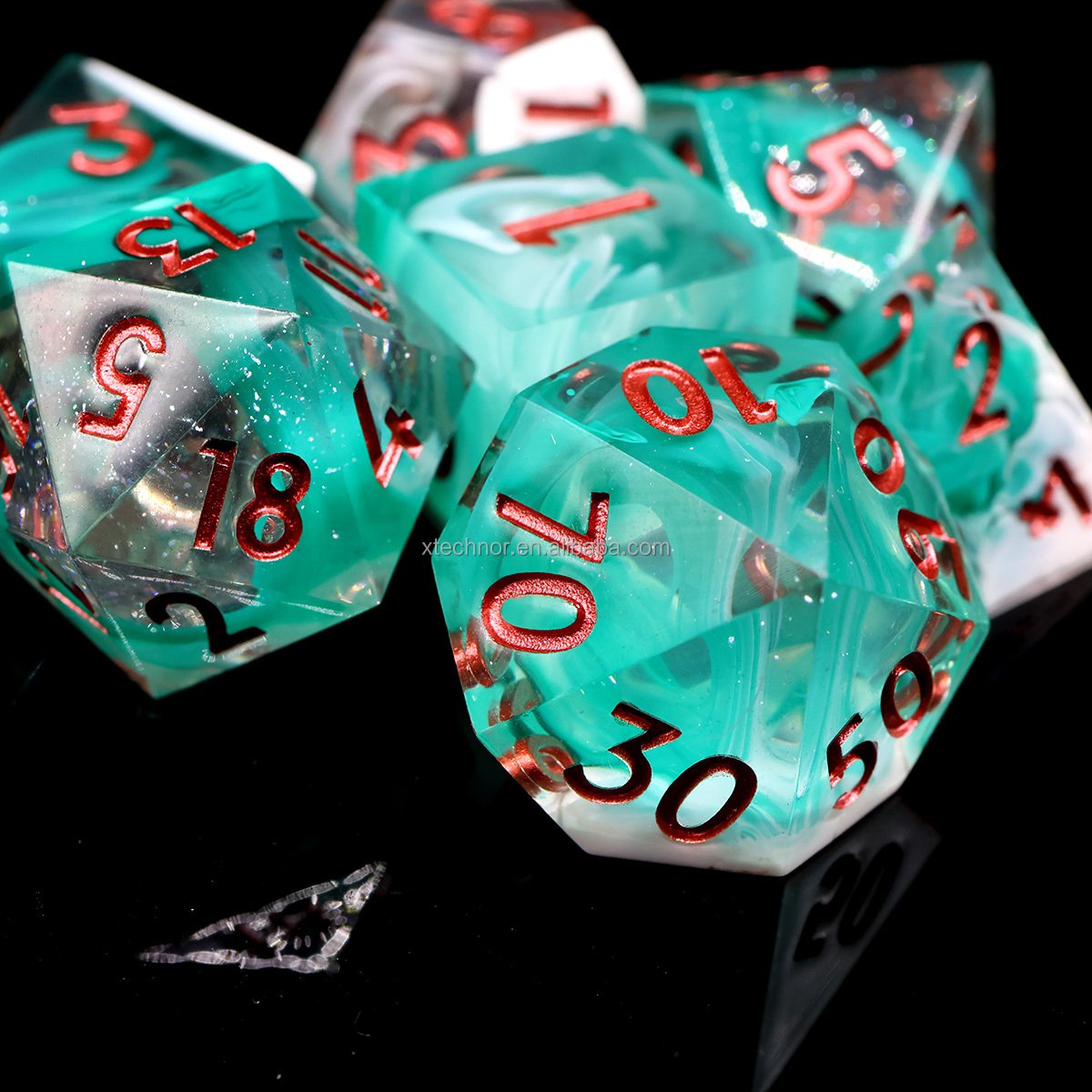 Full Set Handmade Resin Sharp Edge Dice Polyhedral Dice Set DnD Dice Set-Hurricane Style