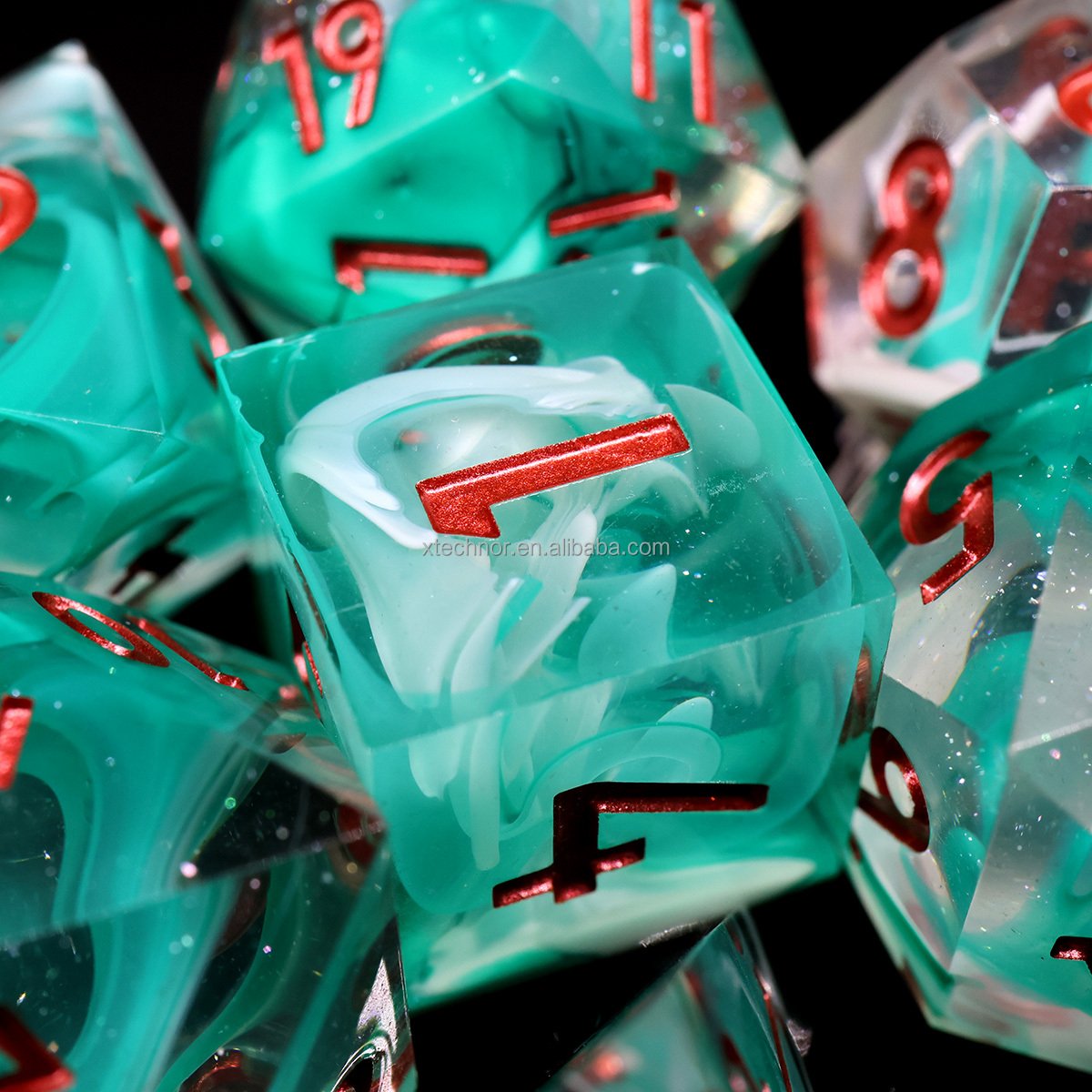 Full Set Handmade Resin Sharp Edge Dice Polyhedral Dice Set DnD Dice Set-Hurricane Style