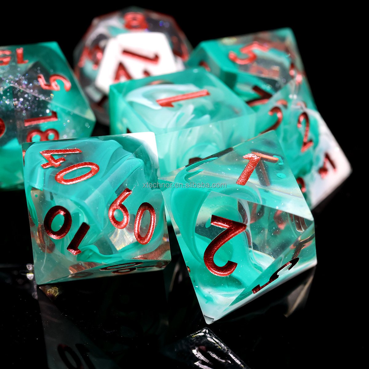 Full Set Handmade Resin Sharp Edge Dice Polyhedral Dice Set DnD Dice Set-Hurricane Style