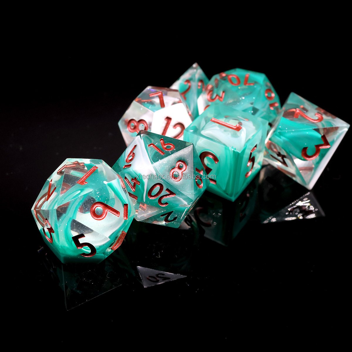 Full Set Handmade Resin Sharp Edge Dice Polyhedral Dice Set DnD Dice Set-Hurricane Style