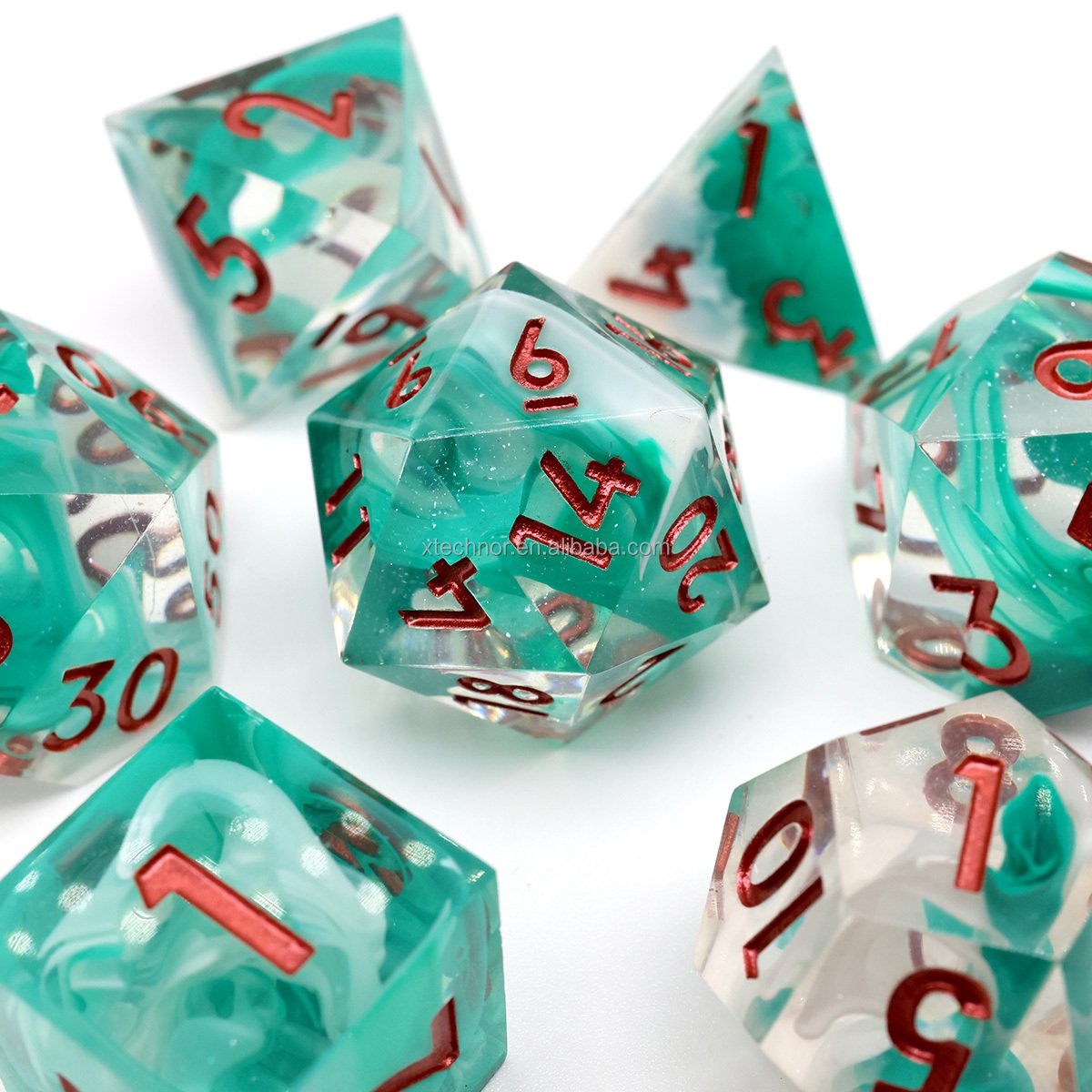 Full Set Handmade Resin Sharp Edge Dice Polyhedral Dice Set DnD Dice Set-Hurricane Style