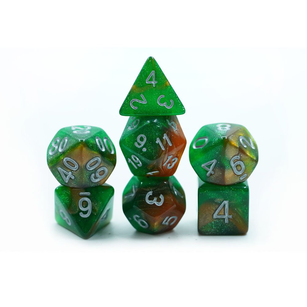 Yushun dice games resin dice polyhedral dungeon & dragon Roll Dice dnd dice set Green&Purple Dice
