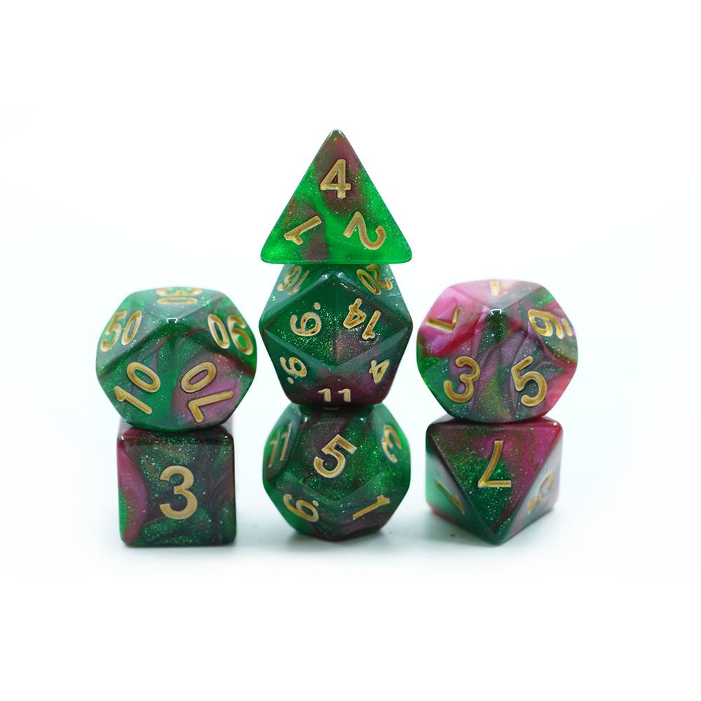 Yushun dice games resin dice polyhedral dungeon & dragon Roll Dice dnd dice set Green&Purple Dice