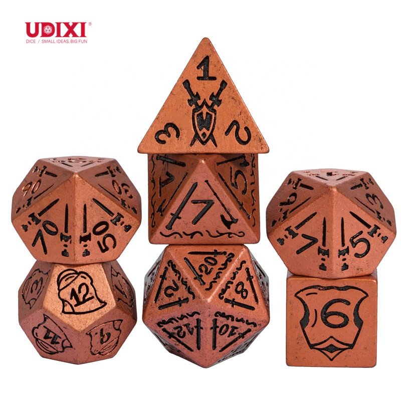 Udixi Custom Resin Ancient Fighter Pattern Resin Dice Dungeons and Dragons DND role-playing game RPG board game Dice Set