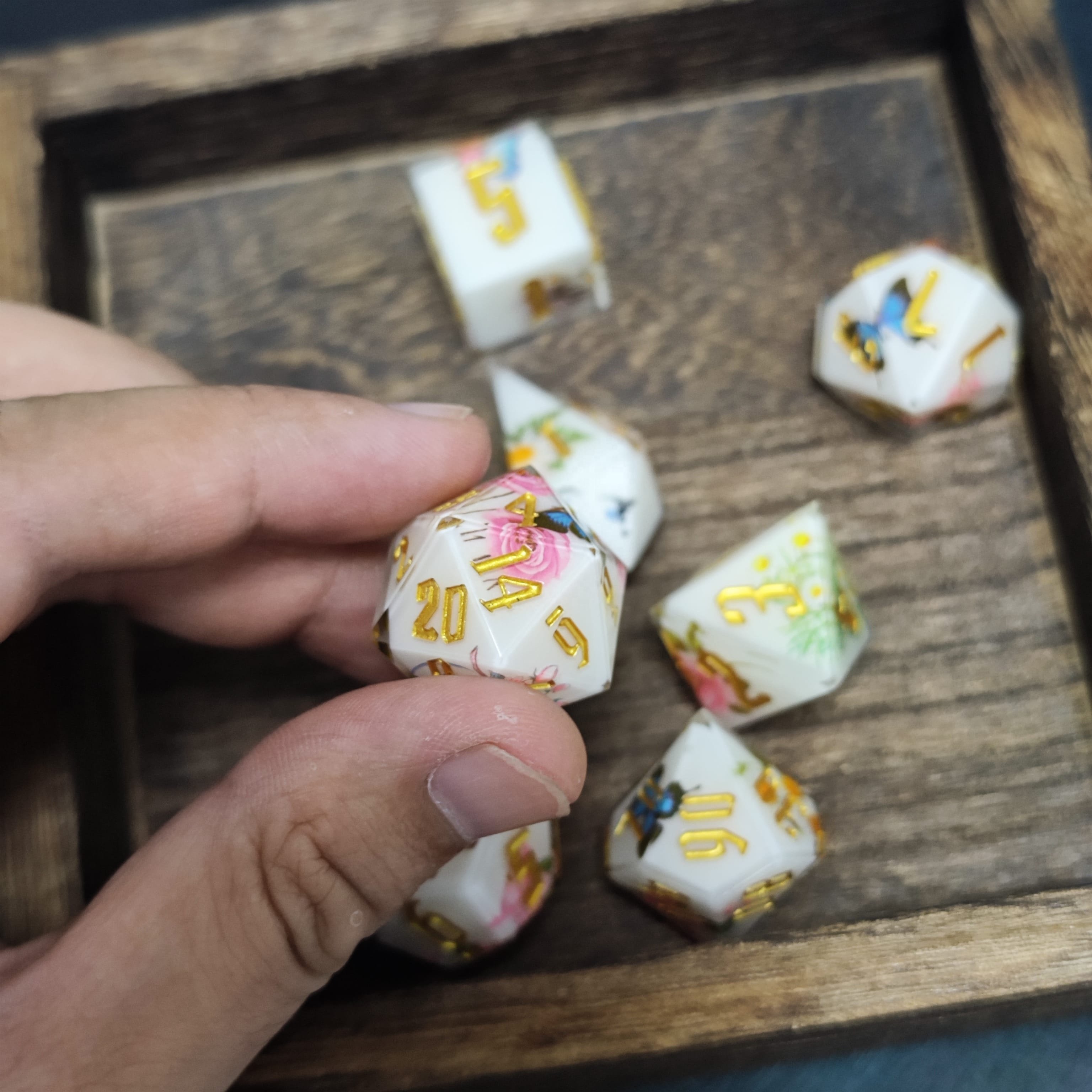 Udixi custom Polyhedron resin dice rpg set Sharp Edge dungeons and dragons Random casing board games dice
