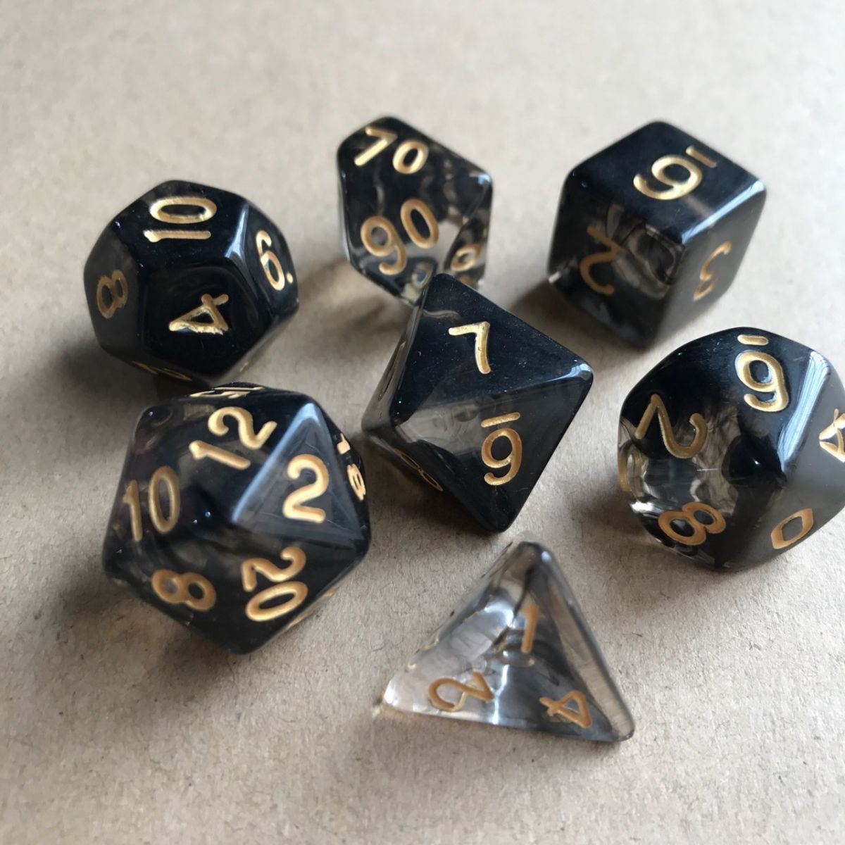 New Design Two color transparent clear Acrylic RPG d&d Dungeons and Dragons Plastic black dnd dice set