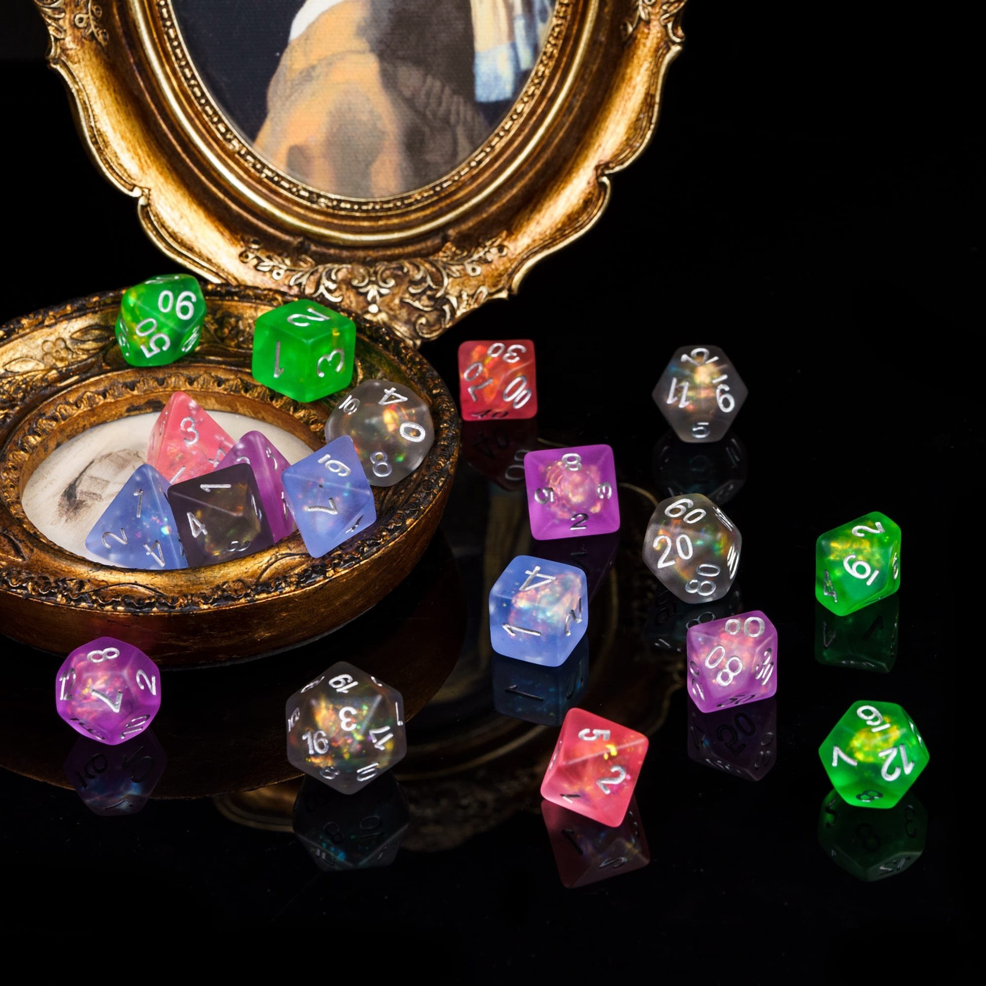 Udixi custom polyhedral Frosted Candy Paper Dungeons and Dragons dnd rpg board game resin Dice Set