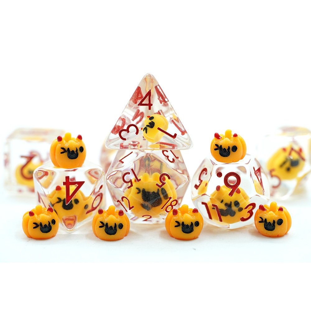 Polyhedral Custom Clear Resin Rpg Dnd Halloween Pumpkin Dice Set For Role Playing Game