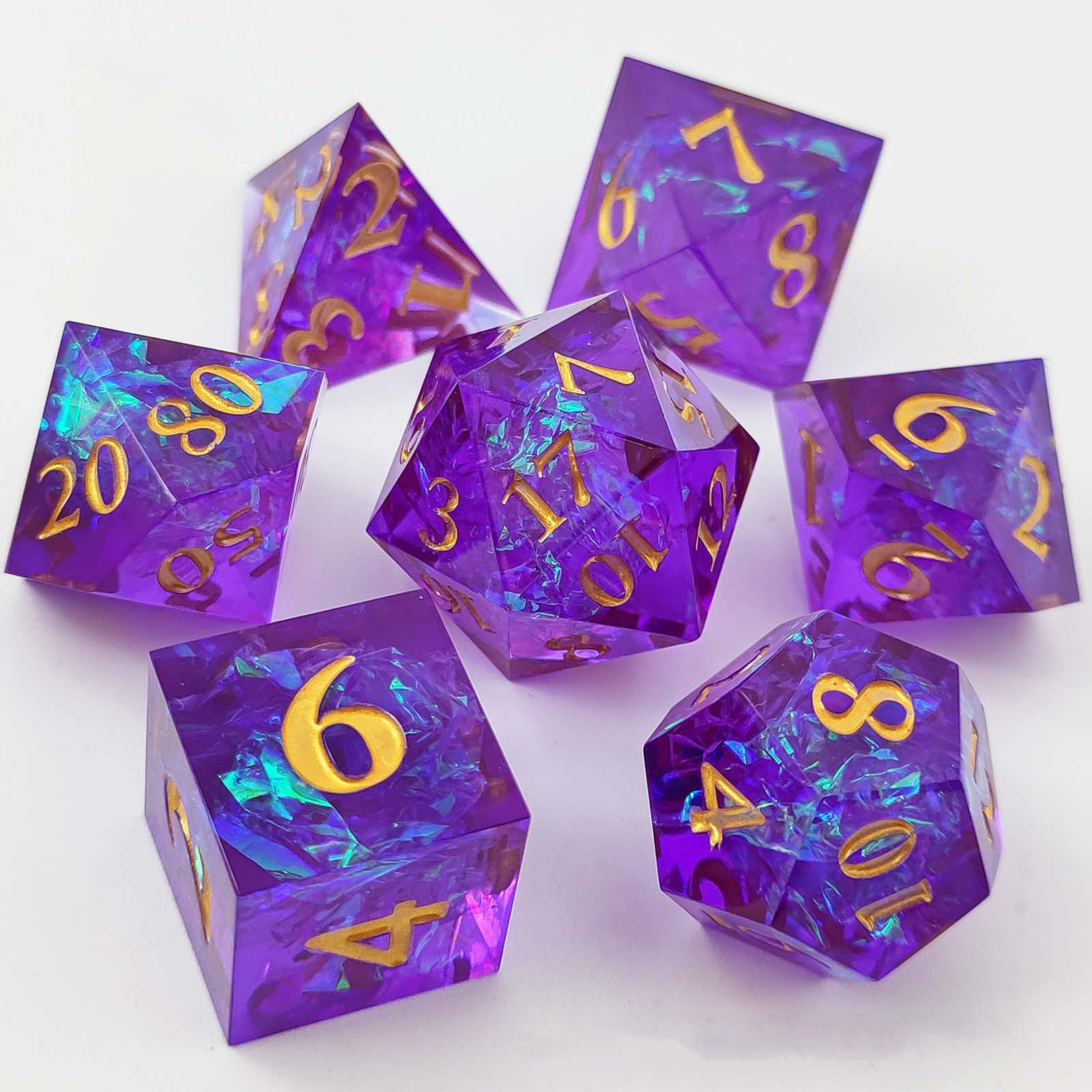 Wholesale custom engraved logo casino black transparent rune gems role playing game rpg dice set sharp dnd resin dice