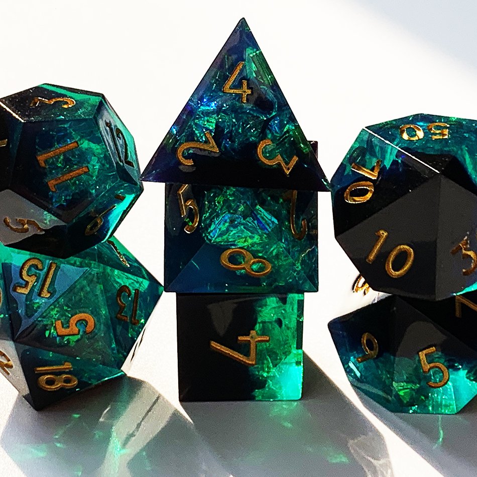 Dnd Polyhedral Customized Logo Dice Rpg Die Set Resin Sharp-edgedDungeons And Dragons Dice Set