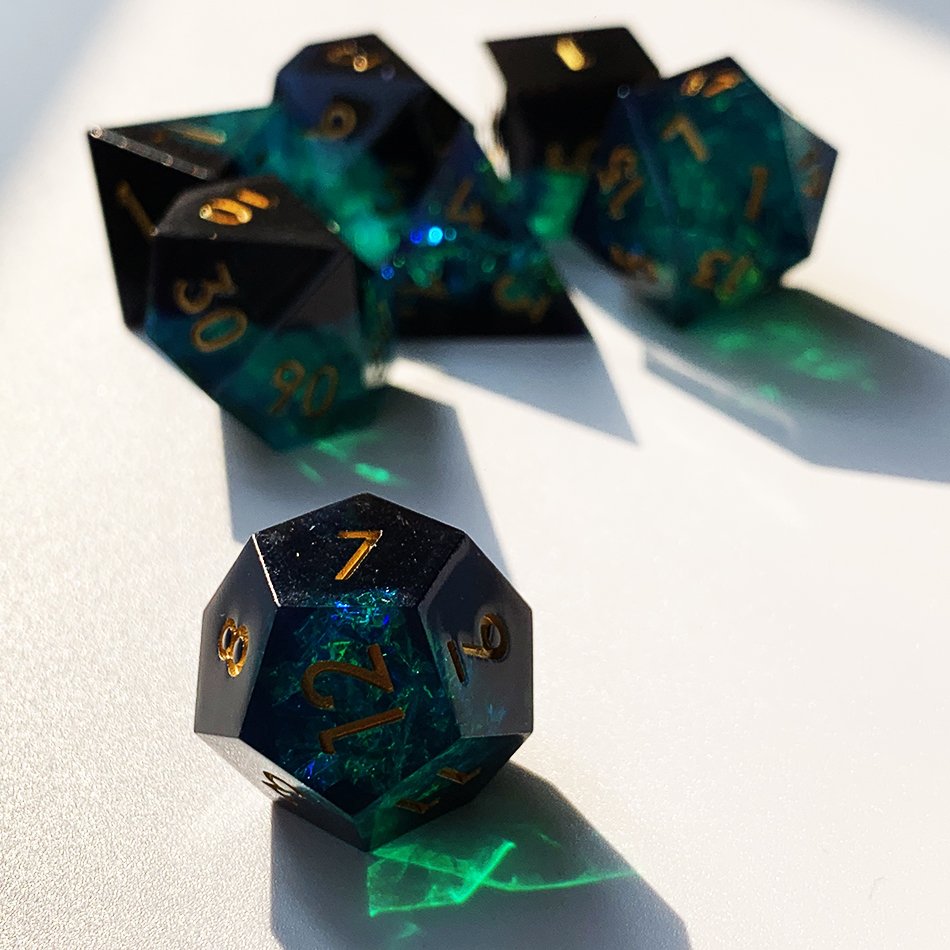 Dnd Polyhedral Customized Logo Dice Rpg Die Set Resin Sharp-edgedDungeons And Dragons Dice Set