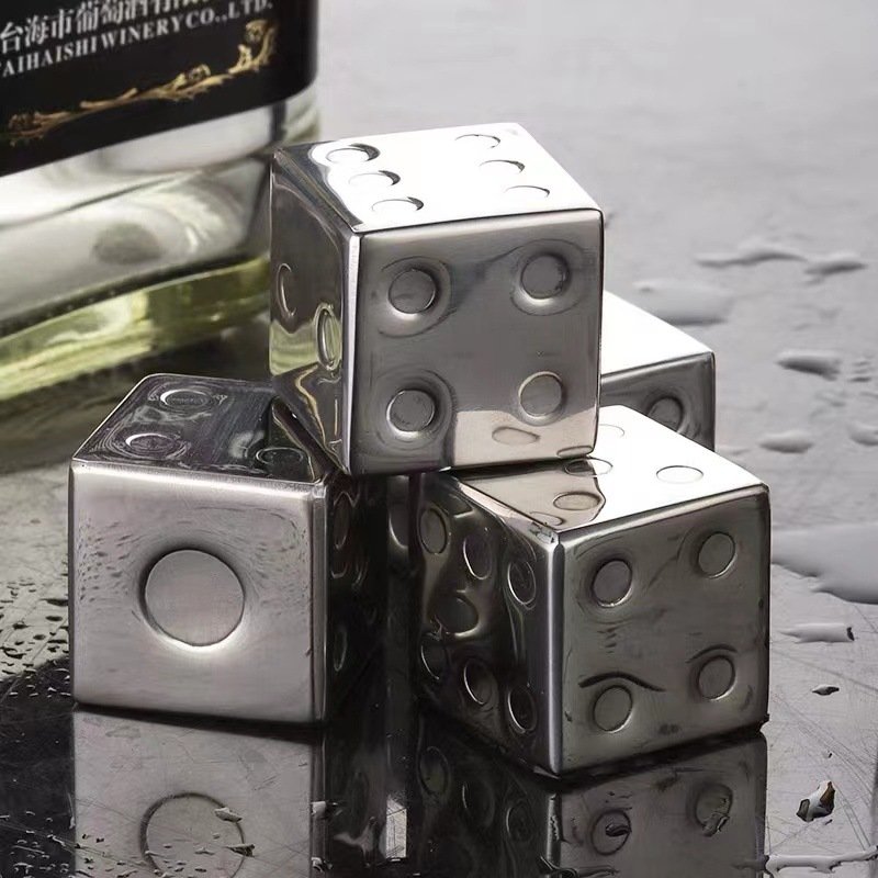 FSE Dice Shaped Stainless Steel Ice Cube Stainless Steel Chilling Whisky Ice Cubes