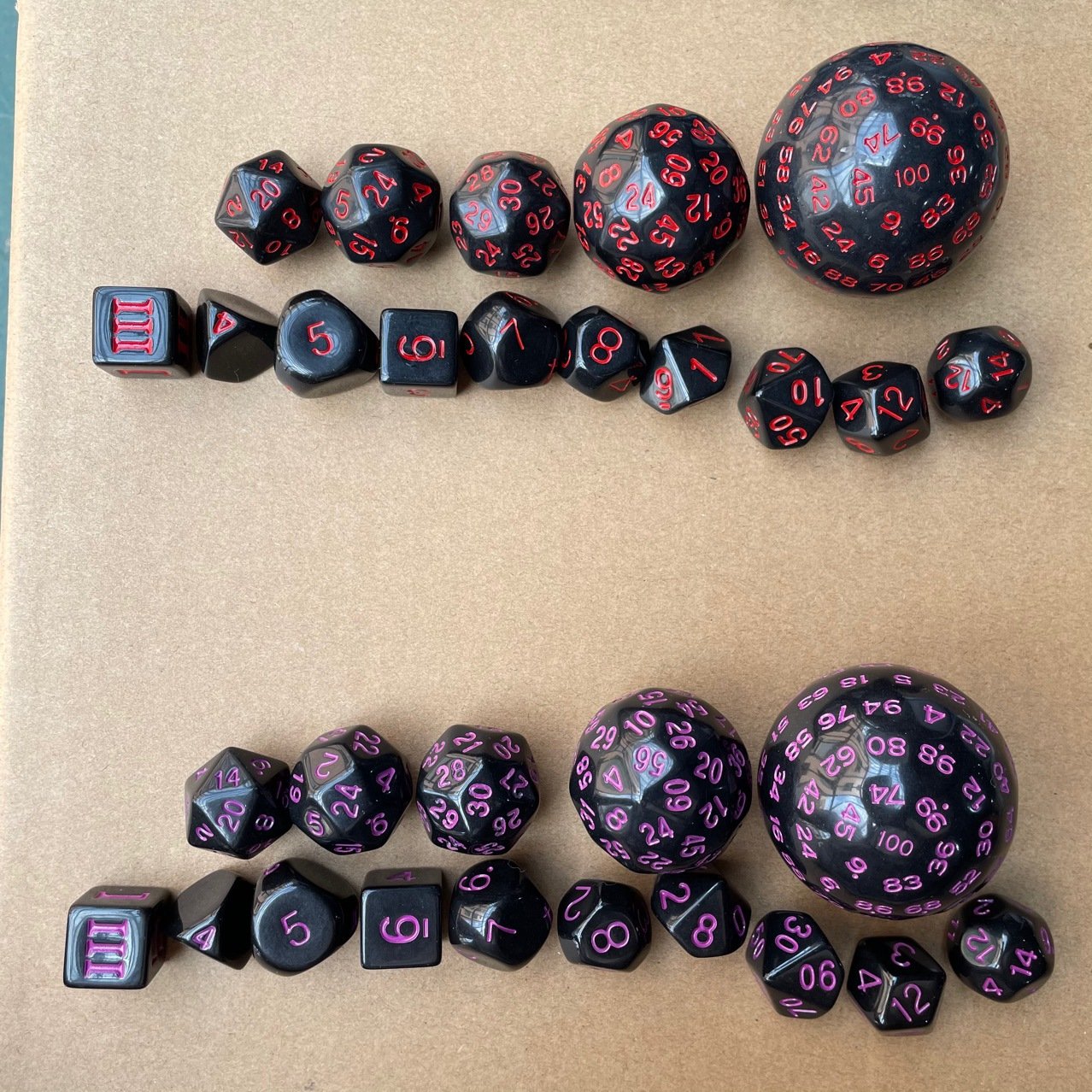 Hight quality 15pcs/set 3 sides - 100 sides black acrylic dice dragon and Dungeon DND RPG