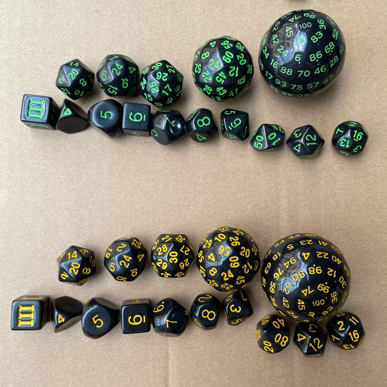 Hight quality 15pcs/set 3 sides - 100 sides black acrylic dice dragon and Dungeon DND RPG