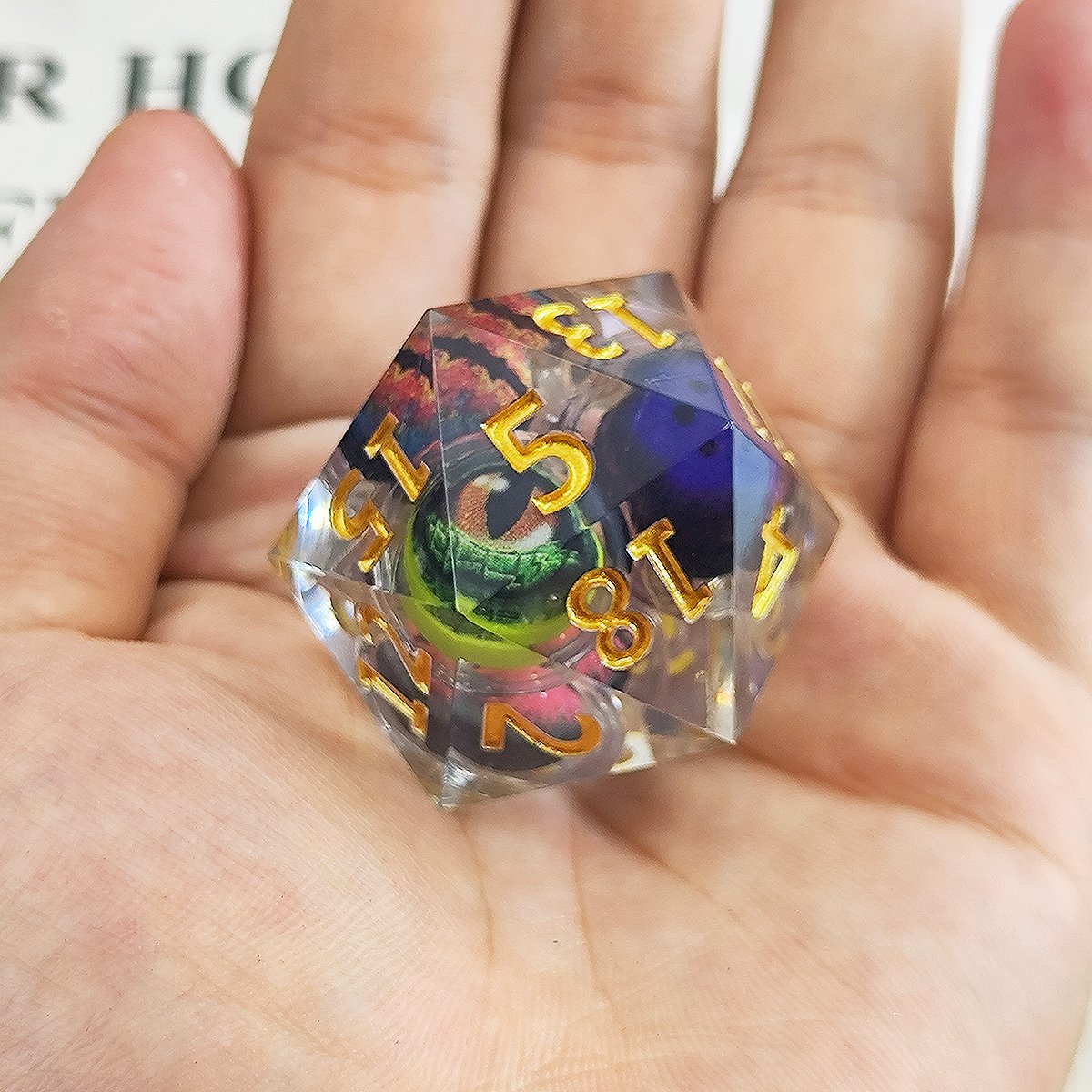 Dungeons Dragons D20 TRPG Board Game Accessory 55MM Resin Acrylic Longans Dice 16MM Giant Quicksand Single Large Size Metal Base