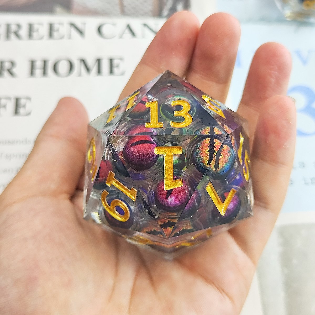 Dungeons Dragons D20 TRPG Board Game Accessory 55MM Resin Acrylic Longans Dice 16MM Giant Quicksand Single Large Size Metal Base