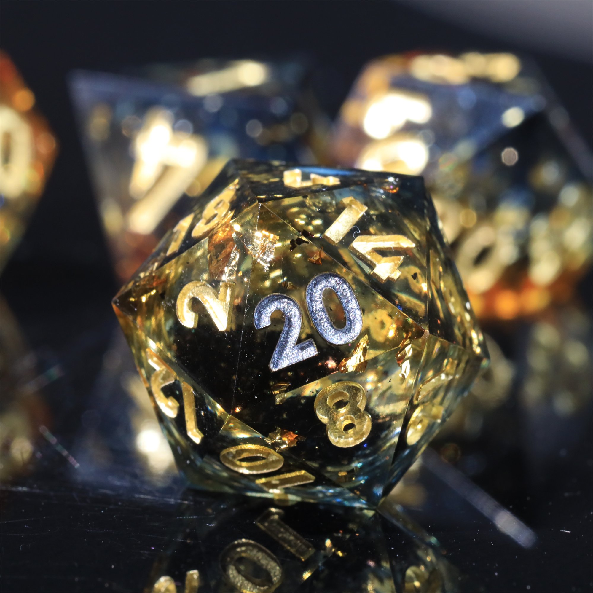 MINI PLANET Liquid Core Dice With Sharp Edges DND Dice Set 7pcs For TRPG Handmade Polyhedral Dice Set Custom and Wholesale DND