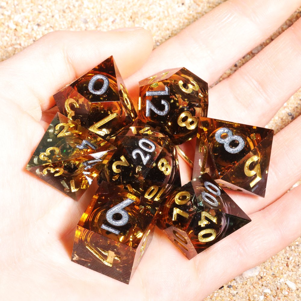 MINI PLANET Liquid Core Dice With Sharp Edges DND Dice Set 7pcs For TRPG Handmade Polyhedral Dice Set Custom and Wholesale DND