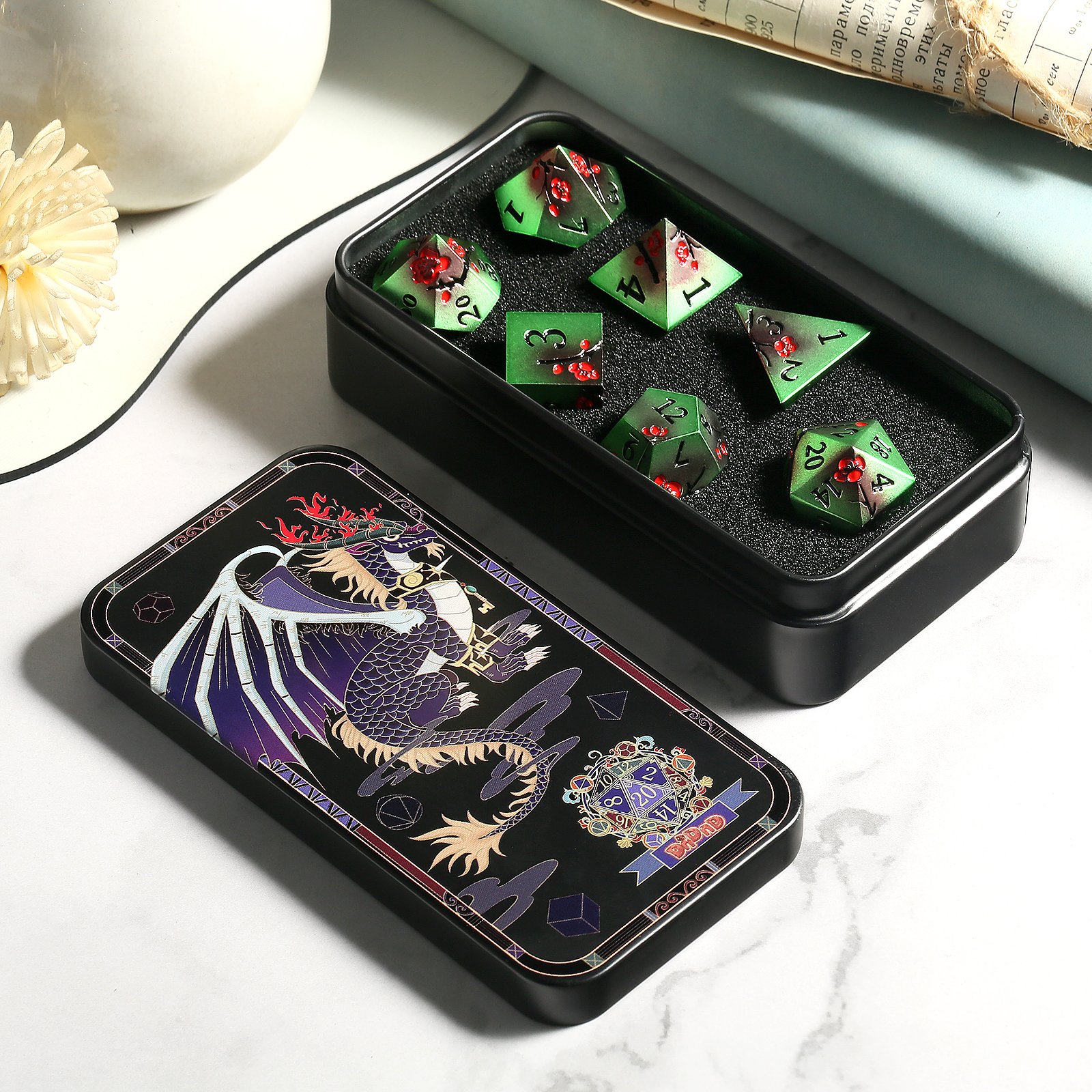 New Design Custom Metal Dice Gaming Dice Dnd Role Playing Dice Set D&D for Dungeons and Dragons Tabletop Game