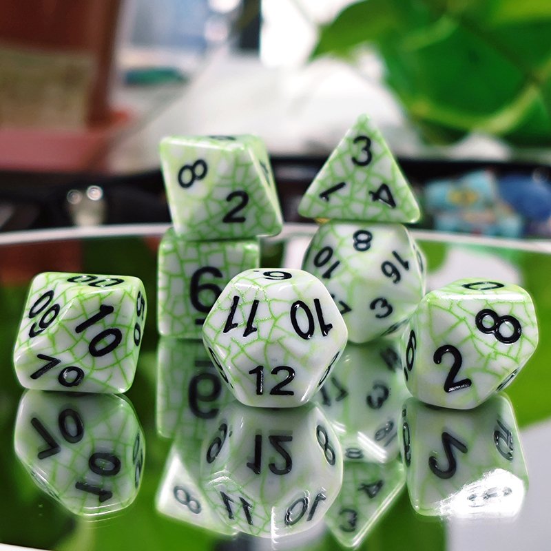Hot Sales Polyhedral DnD Web dice Set Green Color Dice 7pcs Set Support bulk dice wholesale