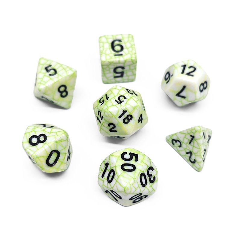 Hot Sales Polyhedral DnD Web dice Set Green Color Dice 7pcs Set Support bulk dice wholesale