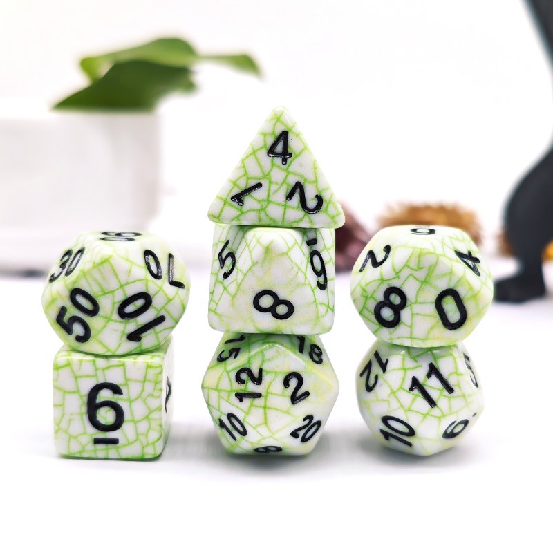 Hot Sales Polyhedral DnD Web dice Set Green Color Dice 7pcs Set Support bulk dice wholesale