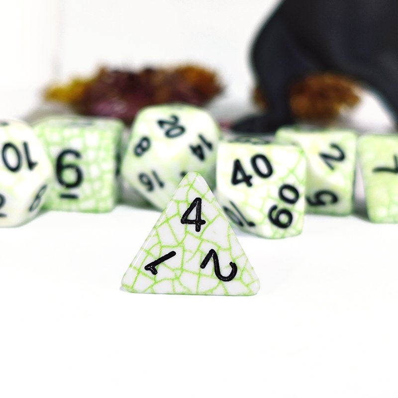 Hot Sales Polyhedral DnD Web dice Set Green Color Dice 7pcs Set Support bulk dice wholesale