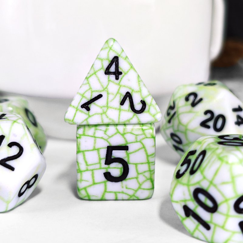Hot Sales Polyhedral DnD Web dice Set Green Color Dice 7pcs Set Support bulk dice wholesale