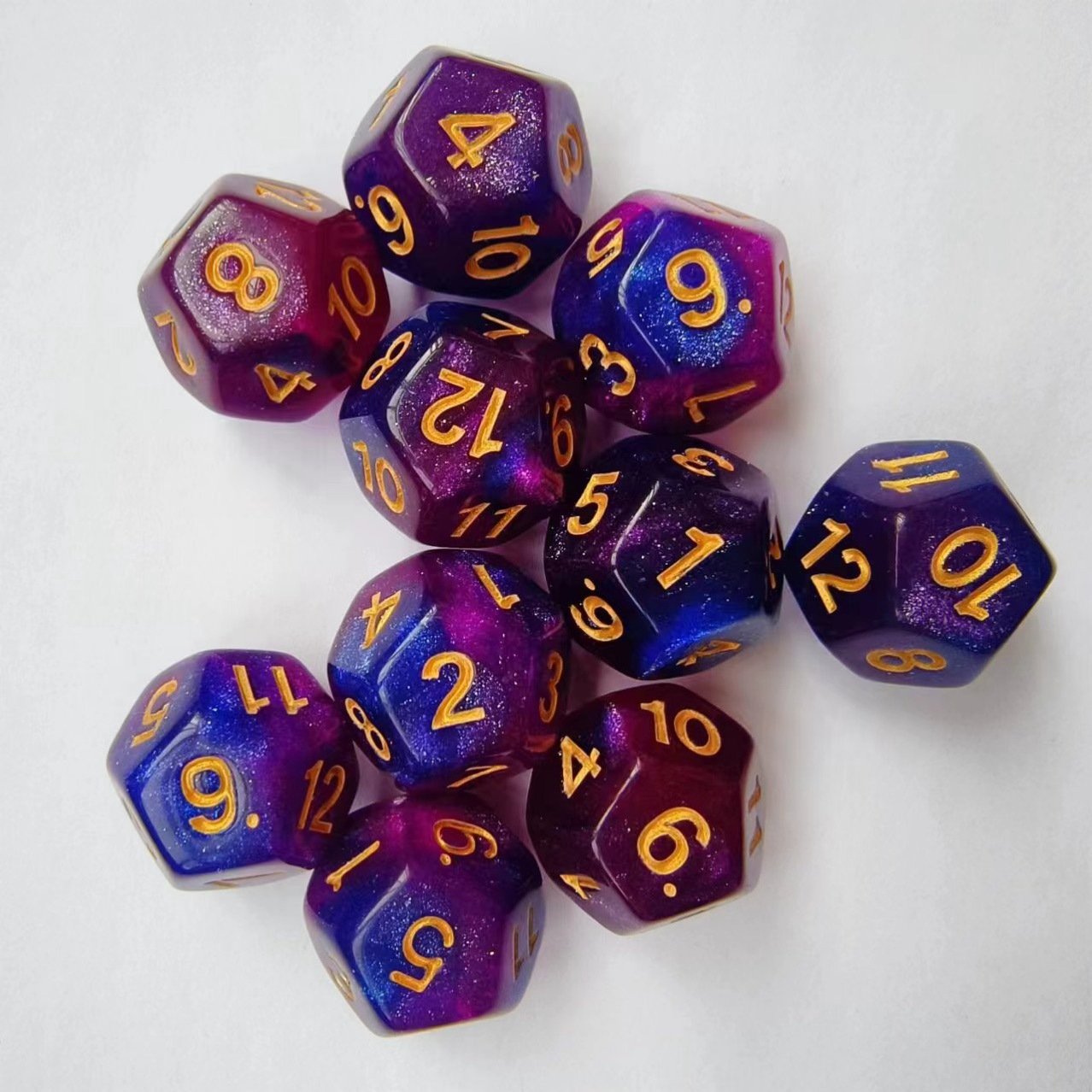 Wholesale D12 Two-Color Starry Sky Colorful Dice Digital Acrylic Dice Dungeons And Dragons Role Playing Gaming Dice