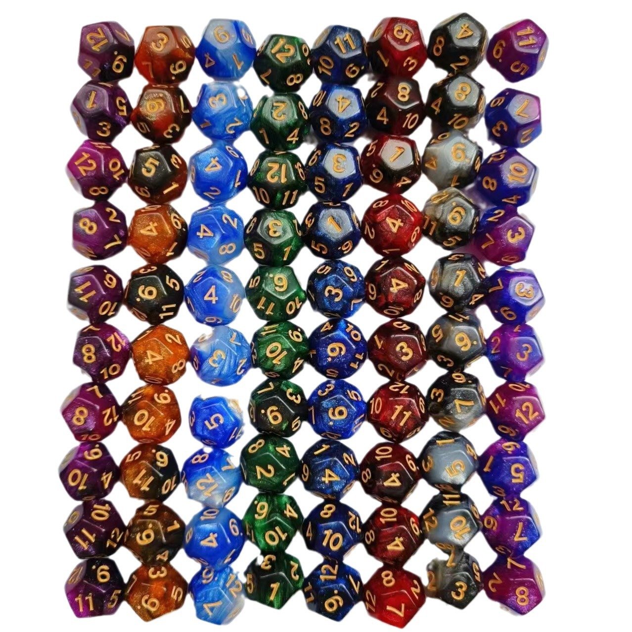 Wholesale D12 Two-Color Starry Sky Colorful Dice Digital Acrylic Dice Dungeons And Dragons Role Playing Gaming Dice