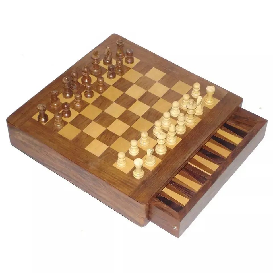 Metier Wholesale Piece Wooden Folding Board 3 in 1 Wooden Chess Game Magnetic International Chess handmade Wooden Chess Games