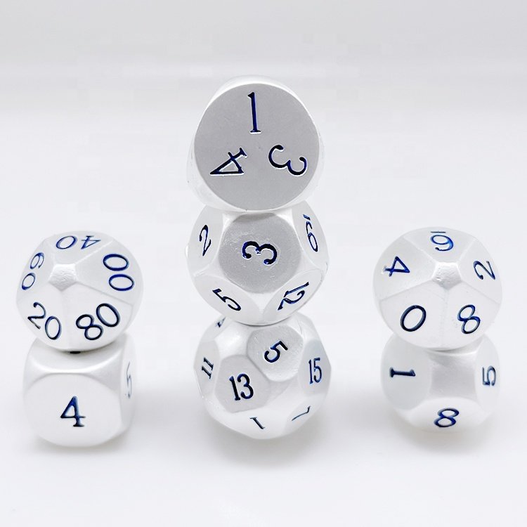Promotion custom electroplated silver intaglio dripping blue paint metal crafts dice