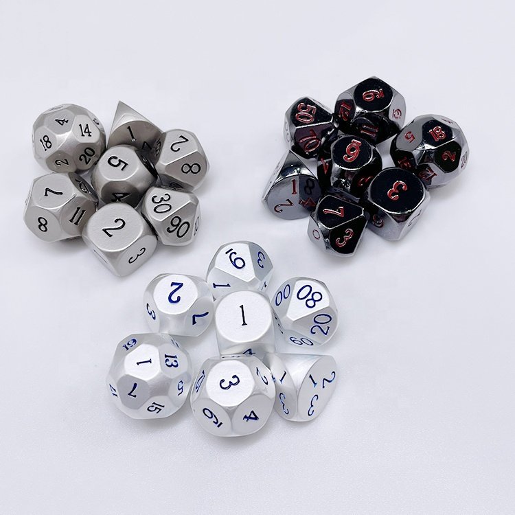 Promotion custom electroplated silver intaglio dripping blue paint metal crafts dice