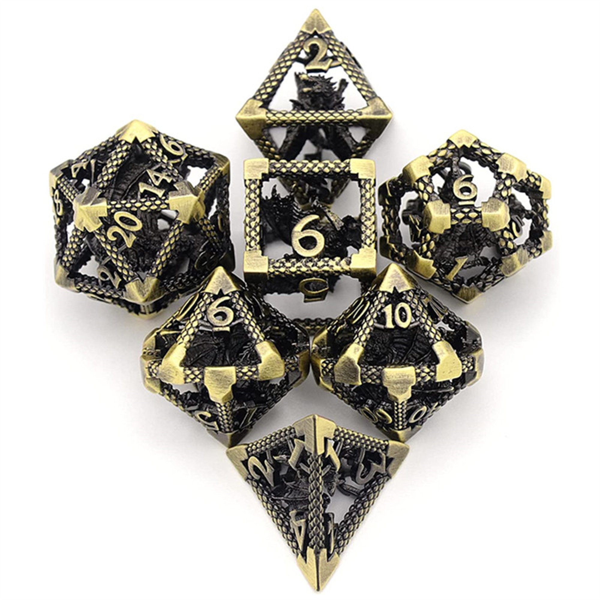 MINI PLANET DND Dice Set 3D Flying Dragon Metal Polyhedral Dice For TRPG Dungeons&Dragons Game Wholesale Custom Metal Dice Set