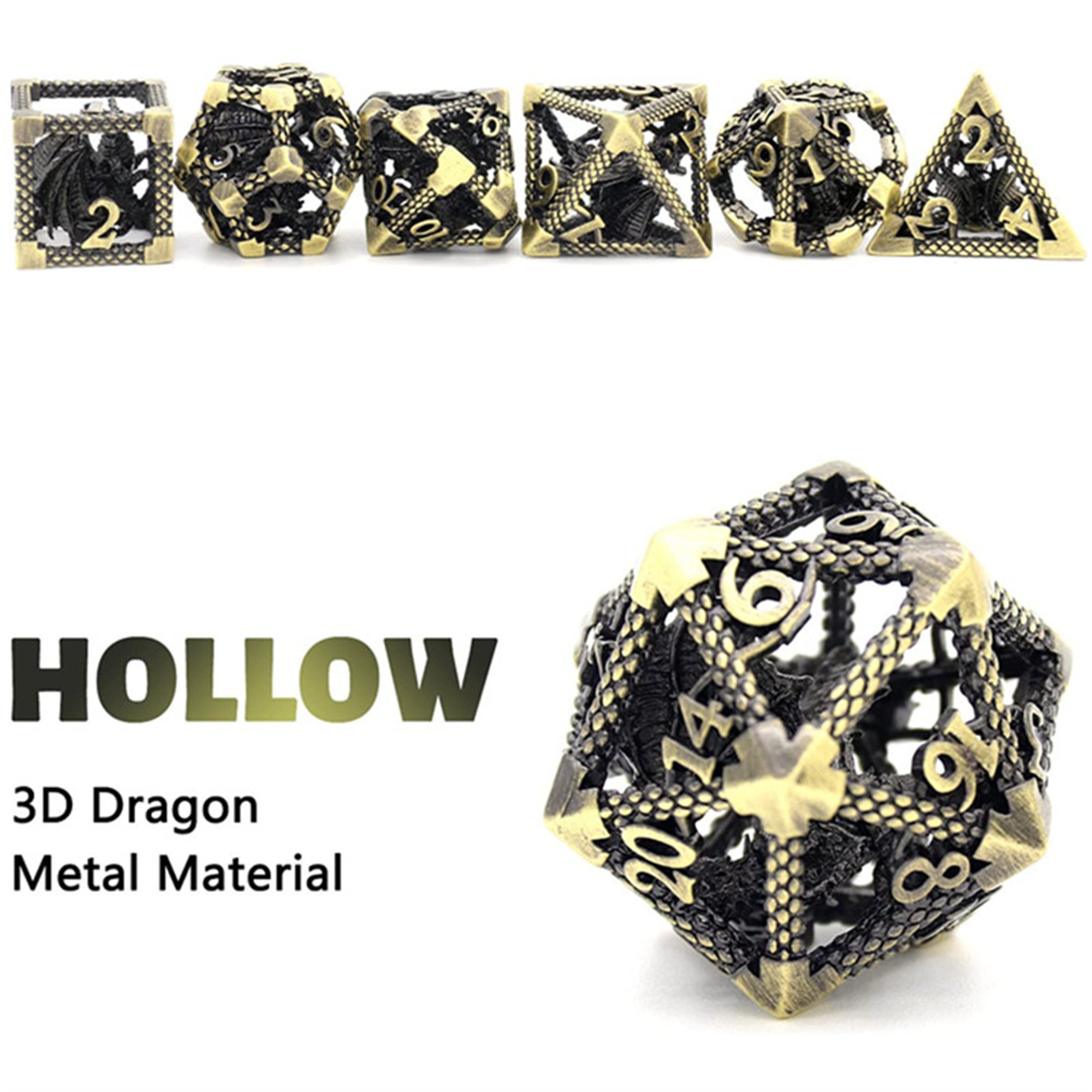 MINI PLANET DND Dice Set 3D Flying Dragon Metal Polyhedral Dice For TRPG Dungeons&Dragons Game Wholesale Custom Metal Dice Set