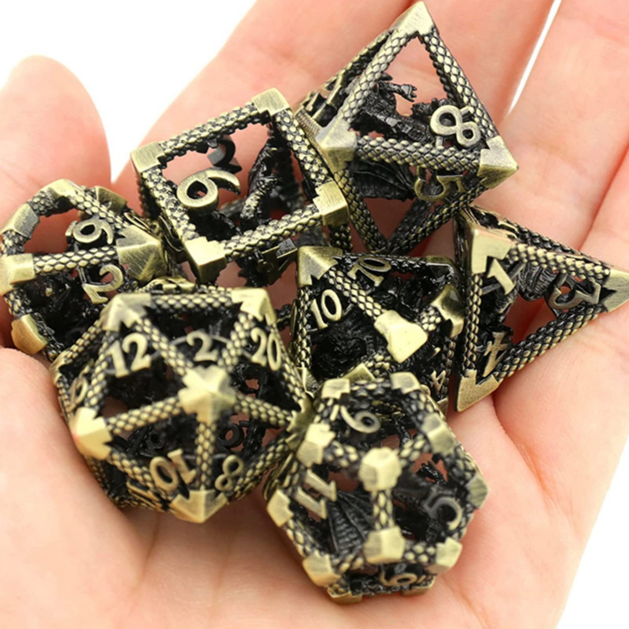 MINI PLANET DND Dice Set 3D Flying Dragon Metal Polyhedral Dice For TRPG Dungeons&Dragons Game Wholesale Custom Metal Dice Set
