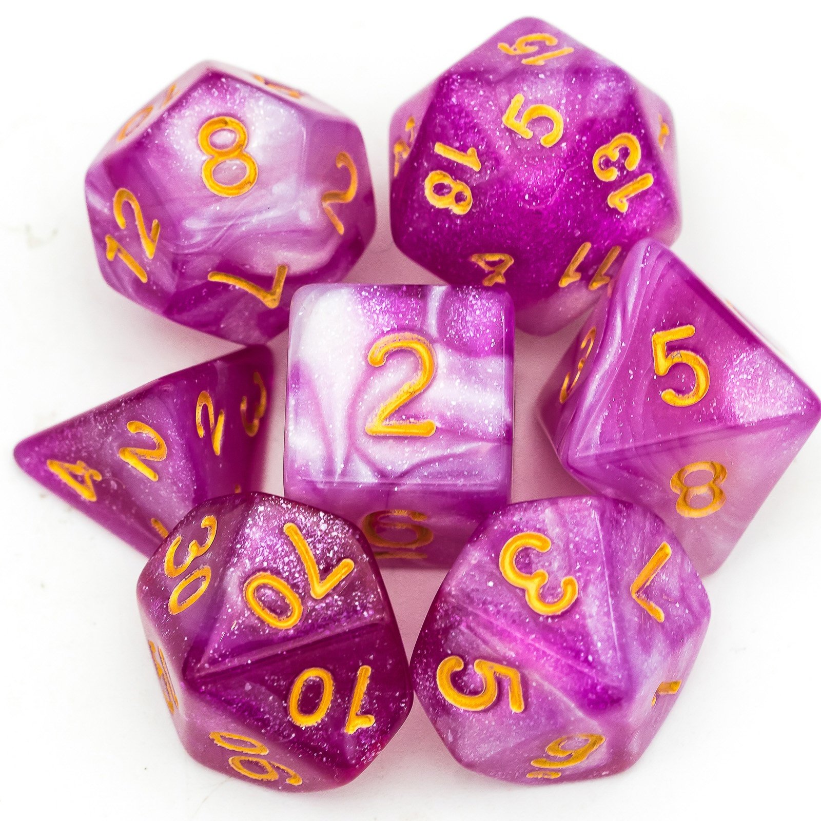 Udixi Wholesale Color Mixed Glitter Polyhedral Acrylic Dice DND RPG Dungeons and Dragons Dice Set Board Games Dice