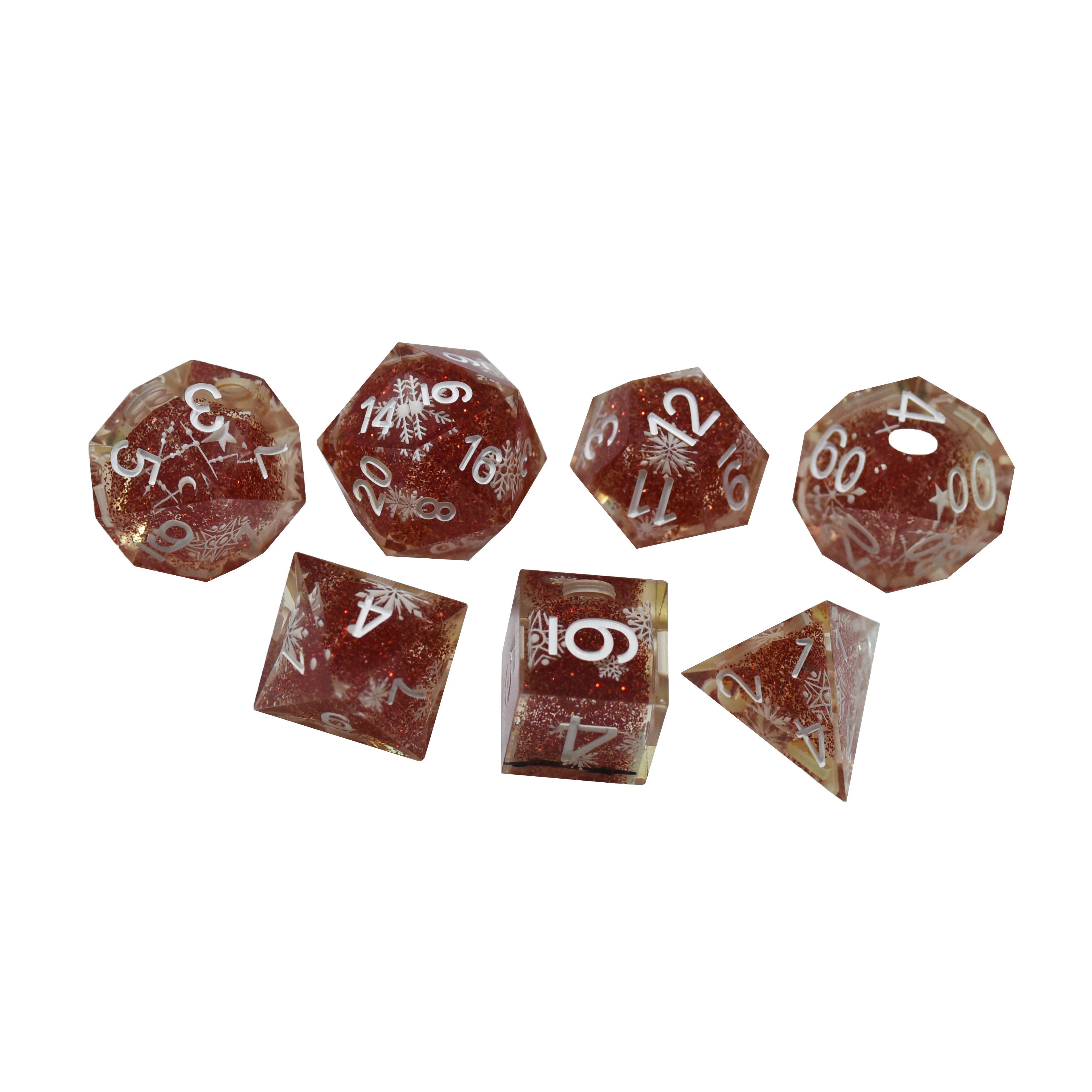 Golden Color Glitter Polyhedral Dice Set Square Corners Custom Logo for Dungeons and Dragons Role Playing Games