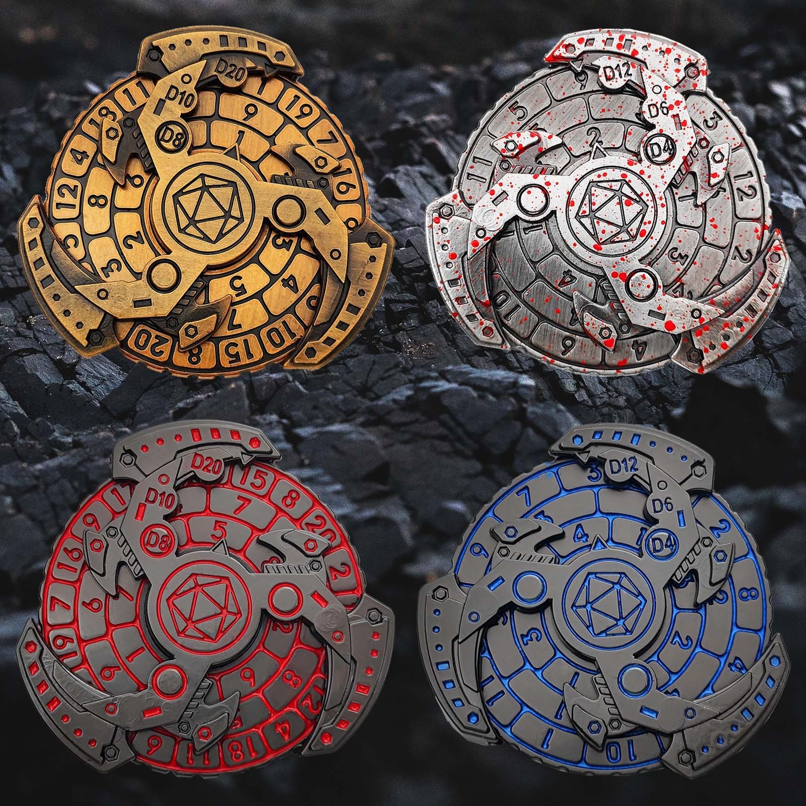 Customized Design Game Dices DND 7-in-1 Fingertip Gyro Spin Metal Dice with Gift Box