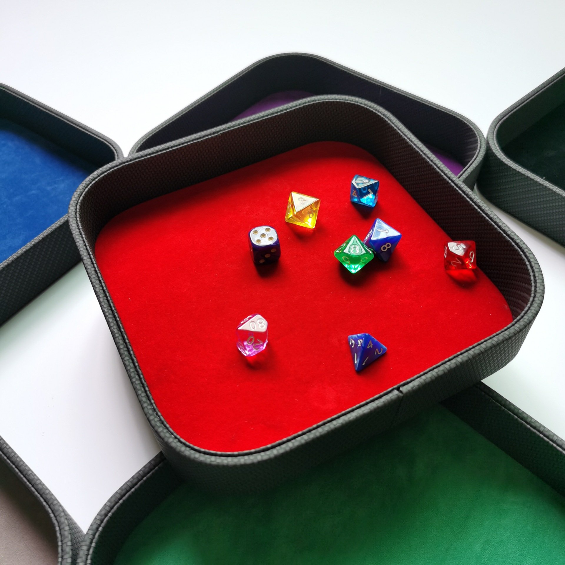 Square Velvet Leather Dice Tray 20*20cm Dice Tray Custom Logo Dice Game Accessories