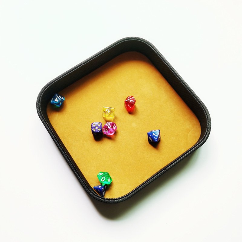 Square Velvet Leather Dice Tray 20*20cm Dice Tray Custom Logo Dice Game Accessories