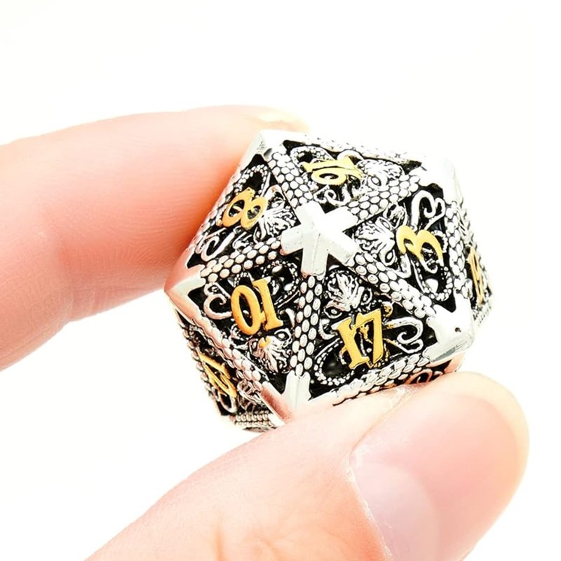 Mini Planet Wholesale RPG Board Games Handmade polyhedral Hollow Copper Metal dice set 7pcs Dice Custom Logo for DND MTG Players
