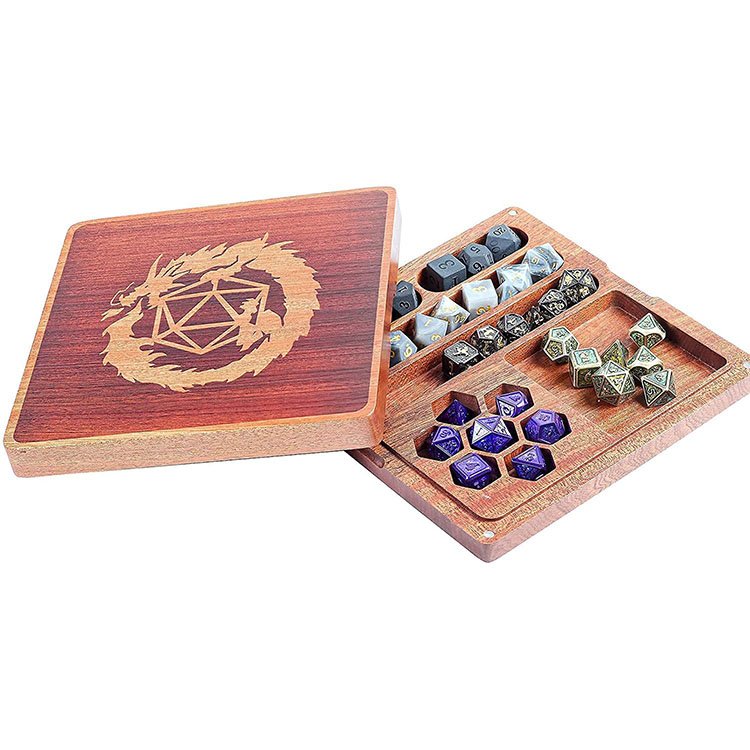 wholesale custom printed colored dices logo new polyhedral pocket d4 d6 d8 d10 d&d wooden dice