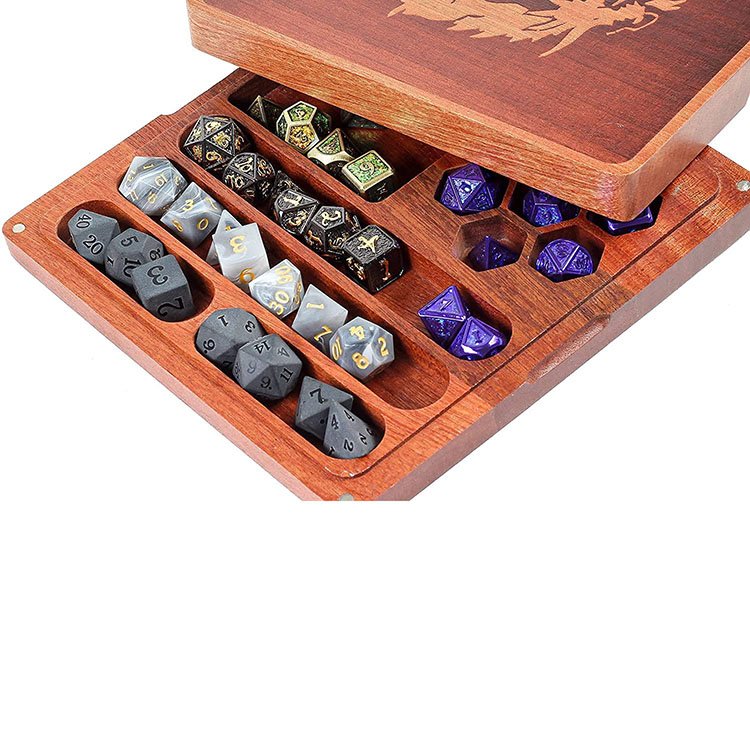 wholesale custom printed colored dices logo new polyhedral pocket d4 d6 d8 d10 d&d wooden dice