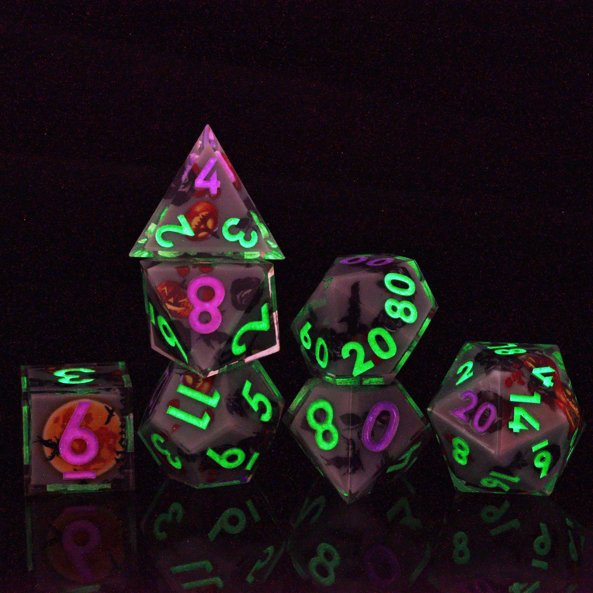 MINI PLANET Pumpkin Spider Christmas Stickers DND Dice Set Wholesale Custom Resin Dice For TRPG Board Game Sharp Polyhedral Dice