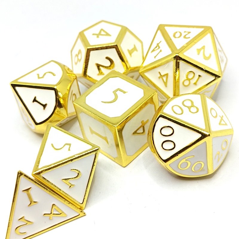 Metal Dice Set DND Game Polyhedron Solid Zinc alloy and Enamel suitable for Role-playing games Dungeon and Dragon Math Teaching