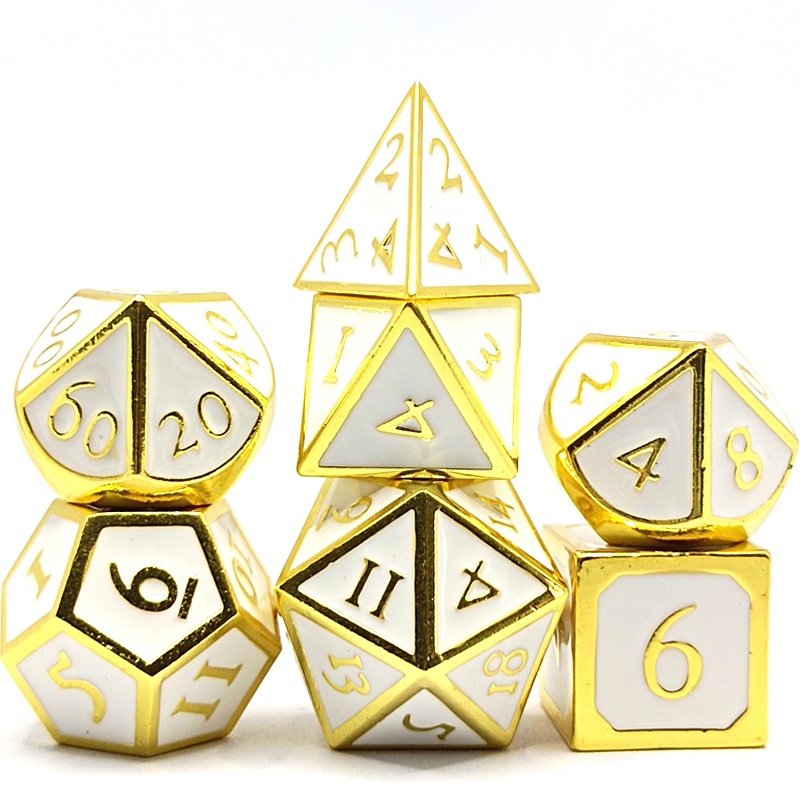 Metal Dice Set DND Game Polyhedron Solid Zinc alloy and Enamel suitable for Role-playing games Dungeon and Dragon Math Teaching