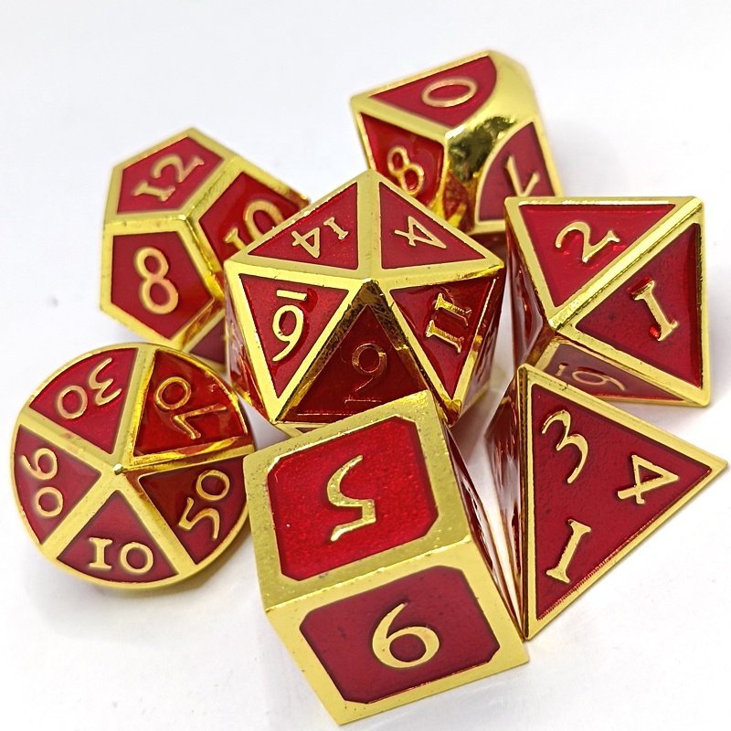 Metal Dice Set DND Game Polyhedron Solid Zinc alloy and Enamel suitable for Role-playing games Dungeon and Dragon Math Teaching