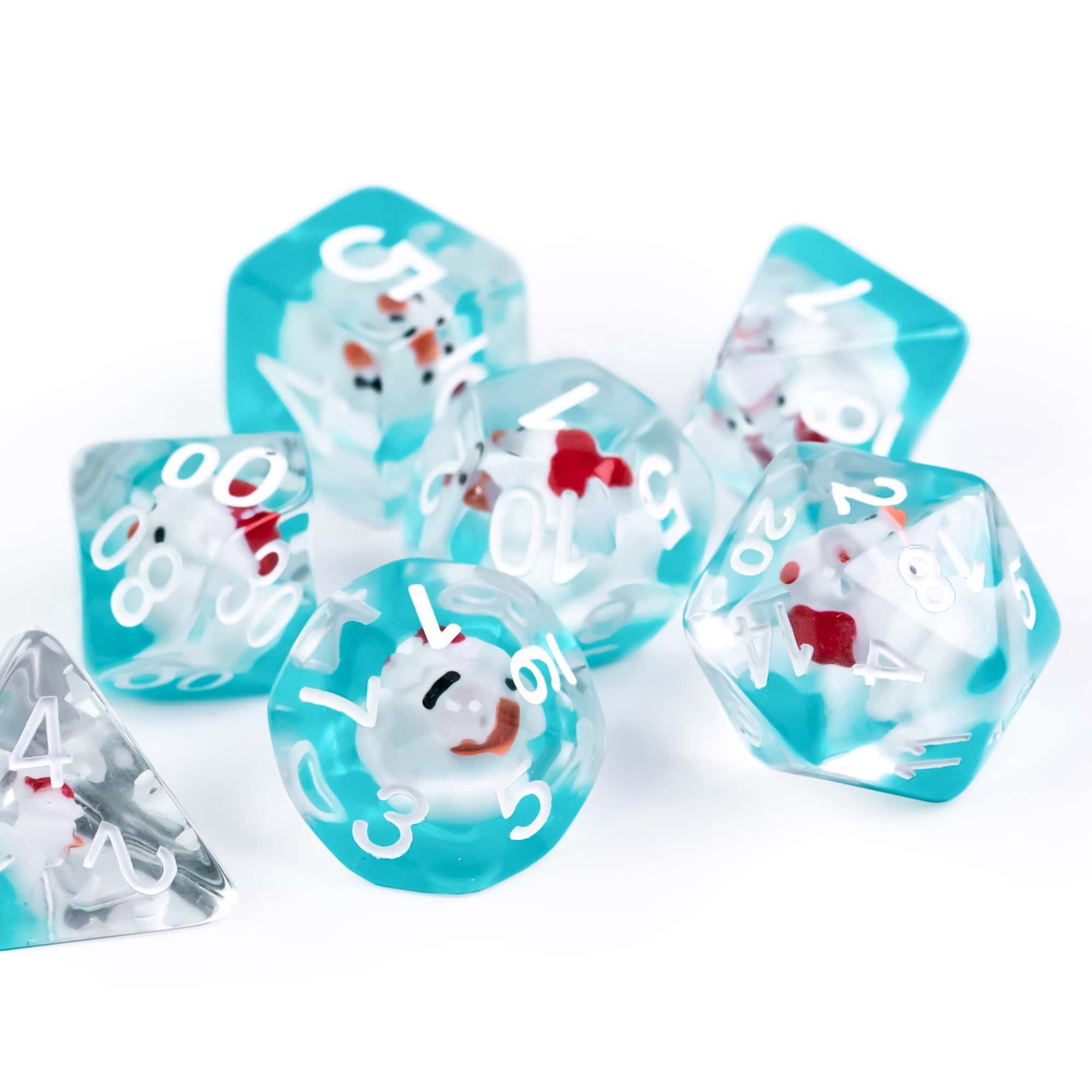 Udixi Plastic polyhedron dungeons and dragons resin rpg dice custom logo set Christmas duck blue